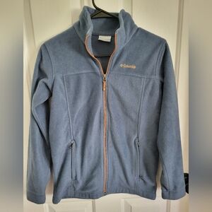 Columbia Youth Blue Camel Tan Fleece Zip-Front Jacket Size Large 14/16